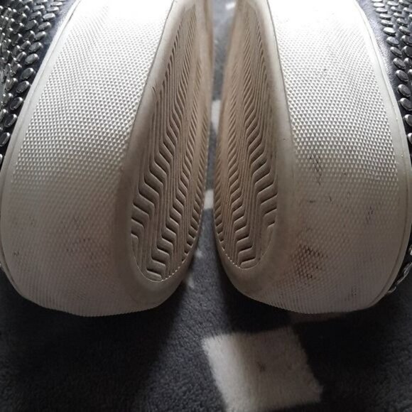 Vince Camuto Kindra Silver Studded Black Leather Slip On Loafers Size 7 - Picture 3 of 11